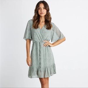 KIRUNDO Women's Summer Dress Short Sleeve Ruffle Leopard Print Sexy V Neck Dress